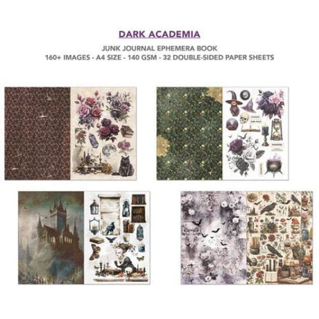 Ciao Bella Dark Academia A4 Junk Journal Ephemera Book (32pcs) (CBB014) - Postage as per Actual