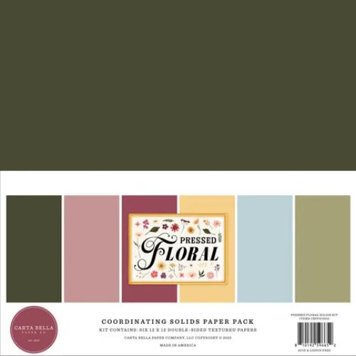 Carta Bella Pressed Floral 12x12 Inch Coordination Solids Paper Pack (CBPF473015) - Postage as pe Actual