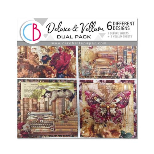 Ciao Bella Book Lovers 6x6 Inch Deluxe Paper Pearl Copper & Vellum Dual Pack Mixed (6pcs) (CBXQ004)