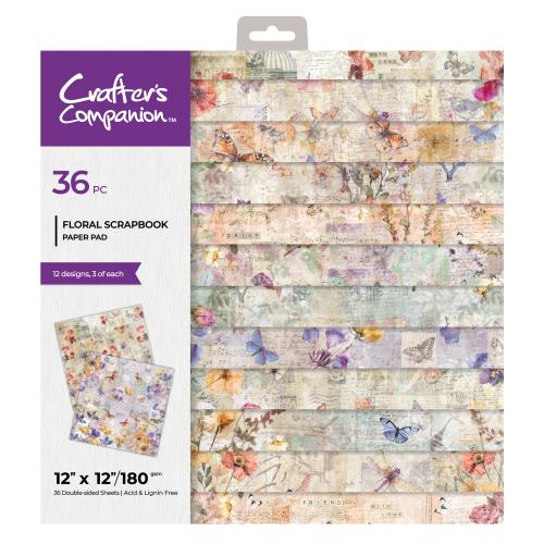 Crafter's Companion Floral Scrapbook 12x12 Inch Printed Paper Pad - Postage as per Actual