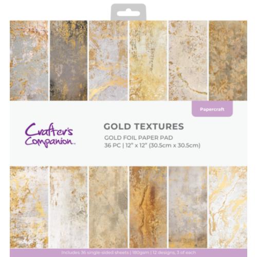 Crafter's Companion Gold Textures 12x12 Inch Paper Pad (CC-PAD12-GOLDTEX) - Postage as per Actual