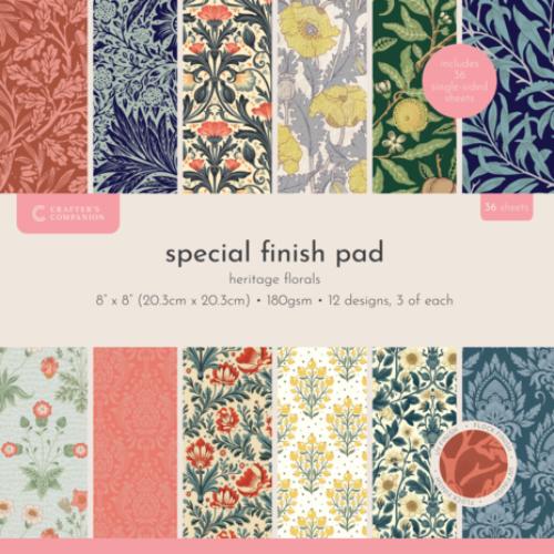 Crafter's Companion Textured Pad 8x8 Inch Special Finish Pad - Heritage Florals (CC-SPFPAD8-HEFL)