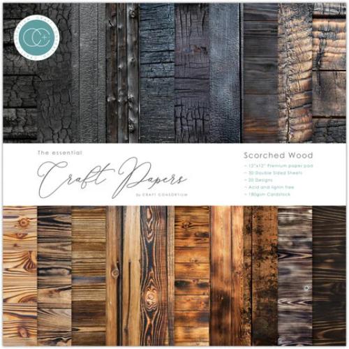 Craft Consortium Essential Craft Papers 12x12 Inch Paper Pad Scorched Wood (CCEPAD034) - Postage as per Actual