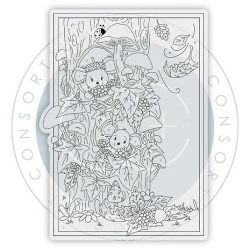 Craft Consortium Tales from Oak Wood A6 Photopolymer Stamp Set Mice Tree (CCLSTMP001)