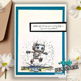 Creative Expressions Andy Skinner Bot-ology Rainy Day Pre Cut Rubber Stamp