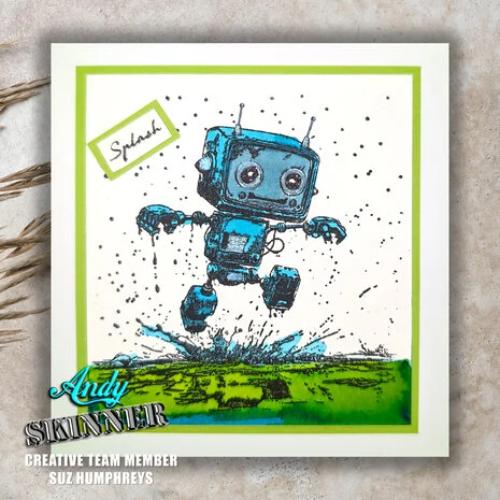 Creative Expressions Andy Skinner Bot-ology Rainy Day Pre Cut Rubber Stamp