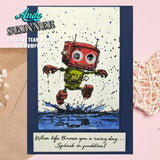 Creative Expressions Andy Skinner Bot-ology Rainy Day Pre Cut Rubber Stamp