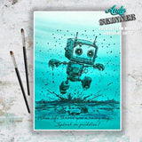 Creative Expressions Andy Skinner Bot-ology Rainy Day Pre Cut Rubber Stamp