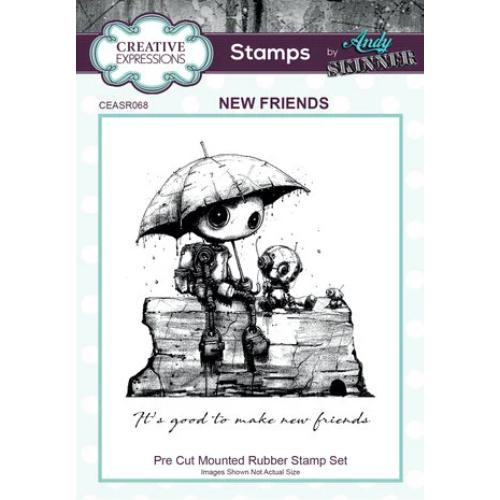 Creative Expressions Andy Skinner Bot-ology New Friends Pre Cut Rubber Stamp