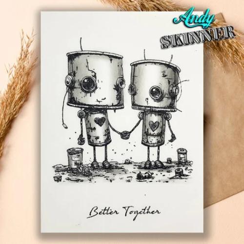 Creative Expressions Andy Skinner Bot-ology Better Together Pre Cut Rubber Stamp