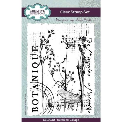 Creative Expressions Sam Poole Botanical Collage 4 in x 6 in Clear Stamp Set