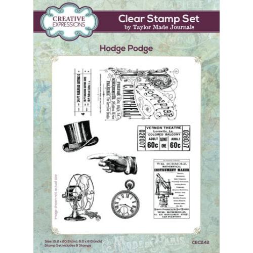 Creative Expressions Taylor Made Journals Hodge Podge 6 in x 8 in Clear Stamp Set