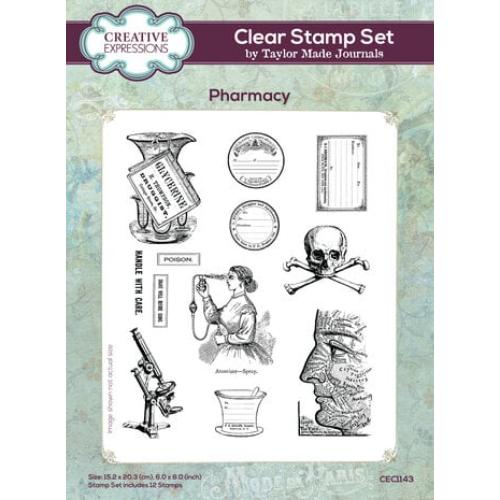 Creative Expressions Taylor Made Journals Pharmacy 6 in x 8 in Clear Stamp Set