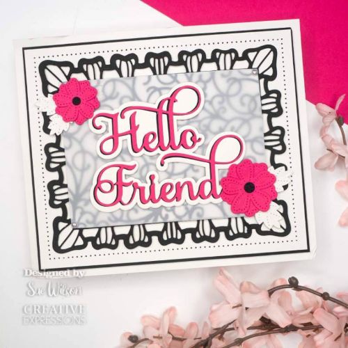 Creative Expressions Sue Wilson Noble Shadowed Sentiment Hello Friend Craft Die