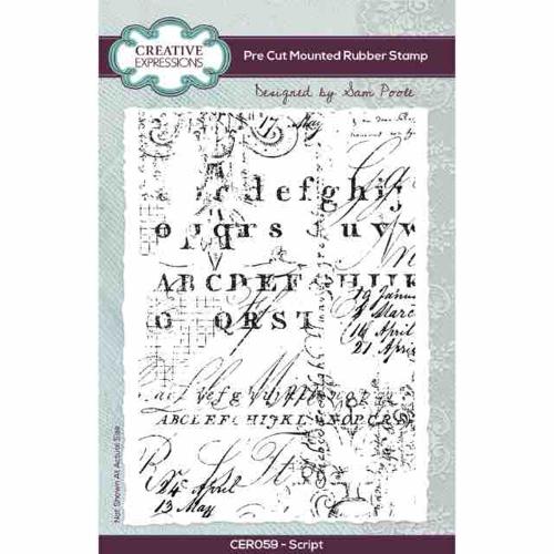 Creative Expressions Sam Poole Script 4 in x 6 in Pre Cut Rubber Stamp