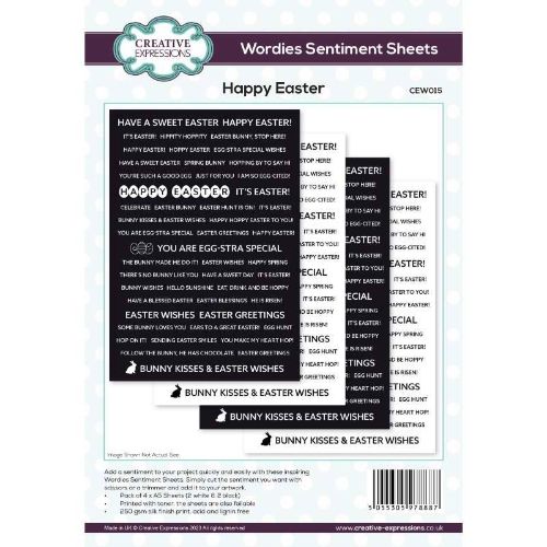 Creative Expressions Wordies Sentiment Sheets - Happy Easter Pk 4 6 in x 8 in