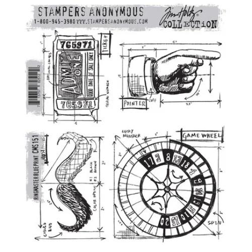 Stampers Anonymous Ringmaster Blueprint Tim Holtz Cling Stamps (CMS151)
