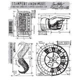 Stampers Anonymous Ringmaster Blueprint Tim Holtz Cling Stamps (CMS151)