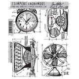 Stampers Anonymous Vintage Things Blueprint Tim Holtz Cling Stamps (CMS152)