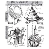 Stampers Anonymous Birthday Blueprint Tim Holtz Cling Stamps (CMS153)
