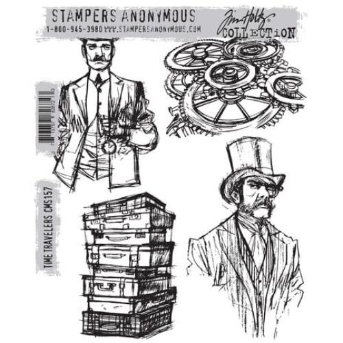 Stampers Anonymous Time Travelers Tim Holtz Cling Stamps (CMS157)