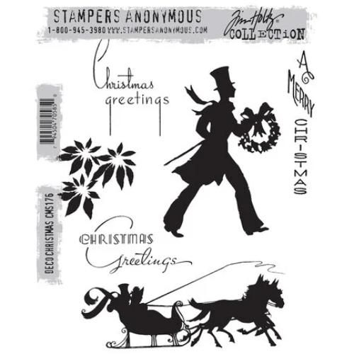 Stampers Anonymous Deco Christmas Tim Holtz Cling Stamps (CMS176)