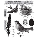 Stampers Anonymous Bird Feather Tim Holtz Cling Stamps (CMS180)