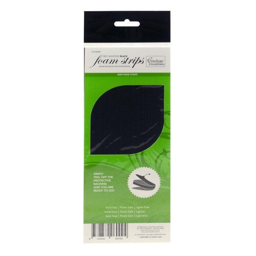 Couture Creations - Adhesive - 3D Foam - Black - Strips (3mm wide)