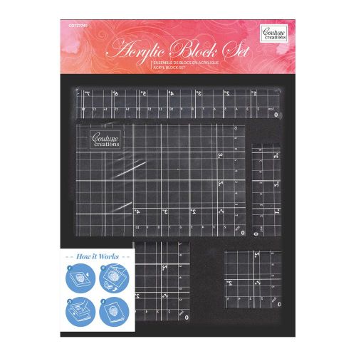 Couture Creations - Acrylic Block Set with grid lines, 5 pce 8ml deep- Postage as per Actual