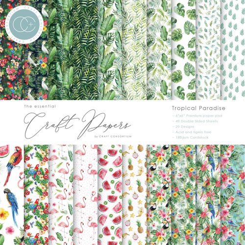 Craft Consortium Double-Sided Paper Pad 6"X6" 40/Pkg Tropical Paradise, 20 Designs