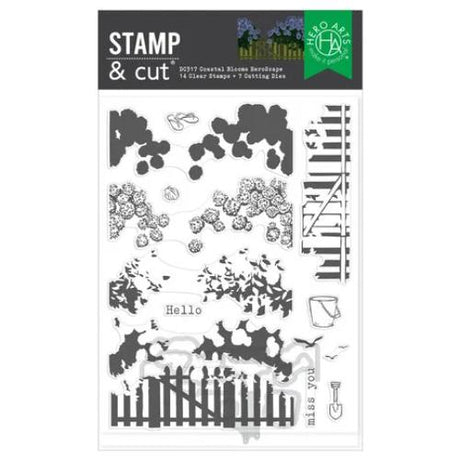 Hero Arts - Coastal Blooms HeroScape Stamp & Cut Set from the Seaside Blooms Collection
