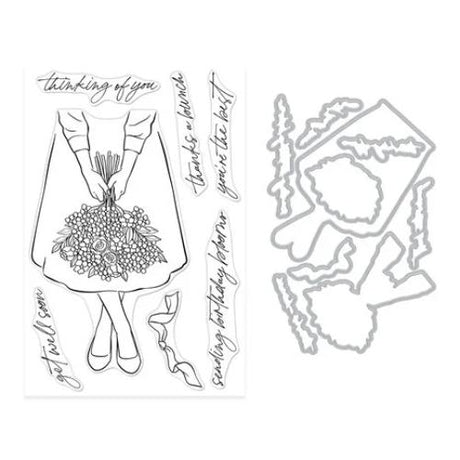 Hero Arts - Summer Bouquet Stamp & Cut Set from the Seaside Blooms Collection