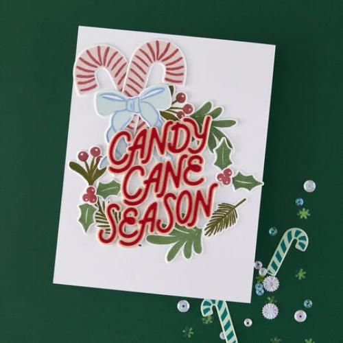 Hero Arts - Candy Cane Swag Stamp & Cut Set from the Candy Cane Season Collection