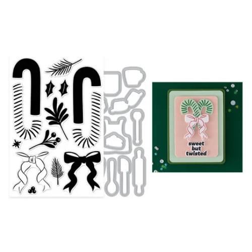 Hero Arts - Candy Cane Swag Stamp & Cut Set from the Candy Cane Season Collection