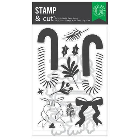 Hero Arts - Candy Cane Swag Stamp & Cut Set from the Candy Cane Season Collection