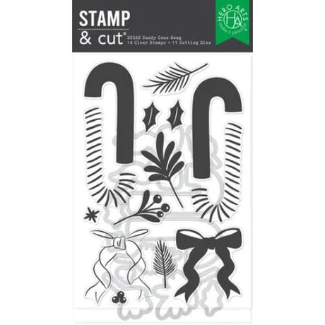 Hero Arts - Candy Cane Swag Stamp & Cut Set from the Candy Cane Season Collection