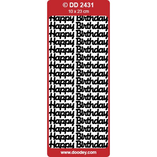 Peel-Off Stickers 10√ó23 cm - Happy Birthday (Large) - Gold - 101