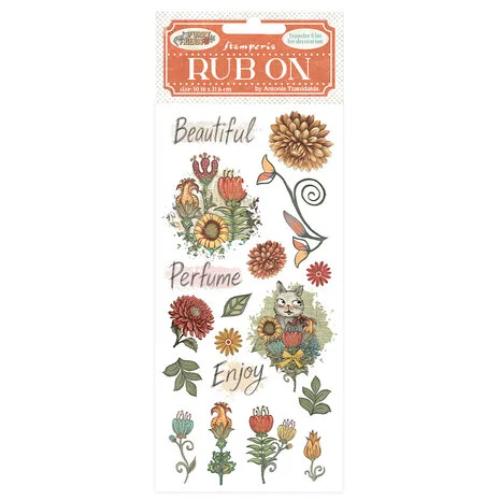 Stamperia Furry Friends Rub-On 4x8,5 Inch Flowers (DFLRB200)