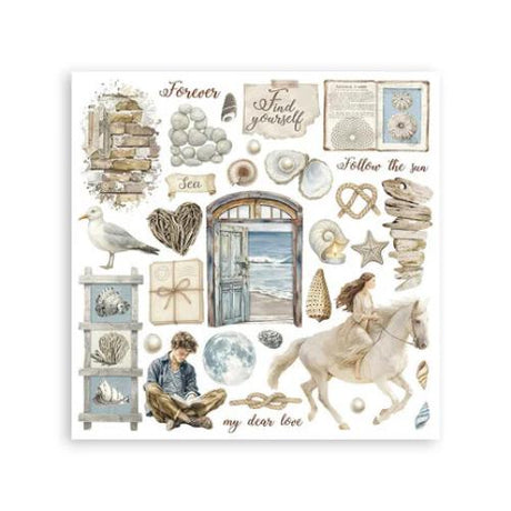 Stamperia Silent Sea Rub-On 6,1x6,1 Inch Assortment (6pcs) (DFLRBX06)