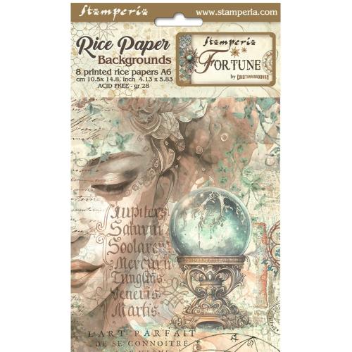 Stamperia Fortune A6 Rice Paper Backgrounds (8pcs) (DFSAK6022)