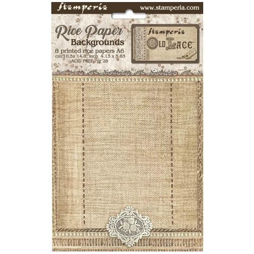 Stamperia Old Lace A6 Rice Paper Backgrounds (8pcs) (DFSAK6032)