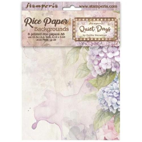 Stamperia Quiet Days A6 Rice Paper Backgrounds (8pcs) (DFSAK6047)