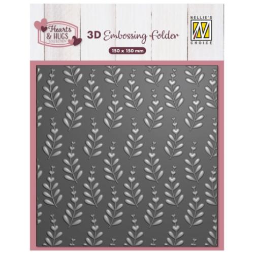 Nellie Snellen 3D Embossing Folder Heart Branches (EF3D105)