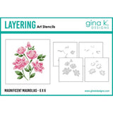 Gina K Designs STENCIL- Magnificent Magnolias Layering Stencil