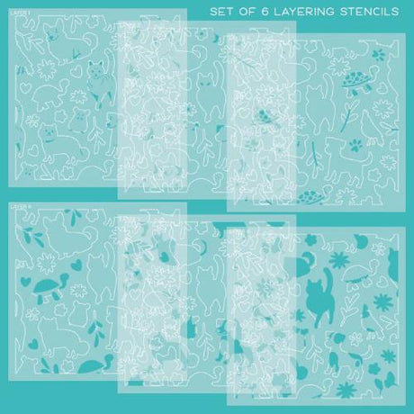 Honey Bee Stamps - Pet Friends - 6"x6" Layering Stencil (Set of 6)