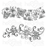 Heartfelt Creations - Butterfly Dreams Border Cling Stamp Set