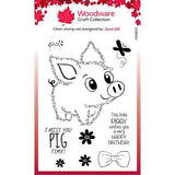 Woodware Clear Singles Fuzzie Friends Pablo The Pig 4 in x 6 in Stamp