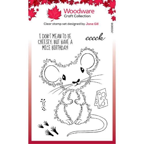 Woodware Clear Singles Fuzzie Friends Maisie The Mouse 4 in x 6 in Stamp