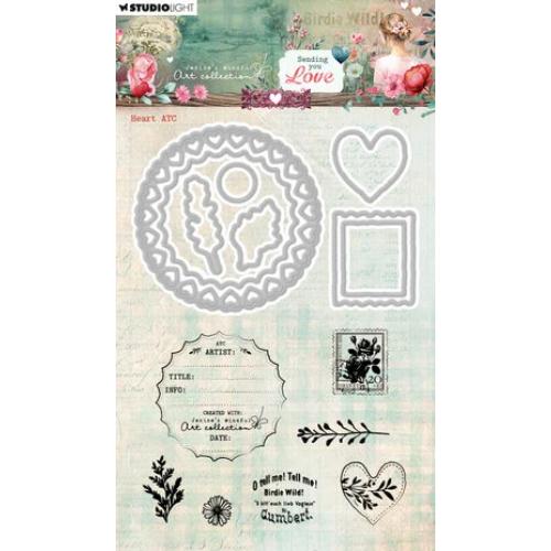 Studio Light Sending You Love Stamp and Cutting Dies Heart ATC (JMA-SYL-SCD92)