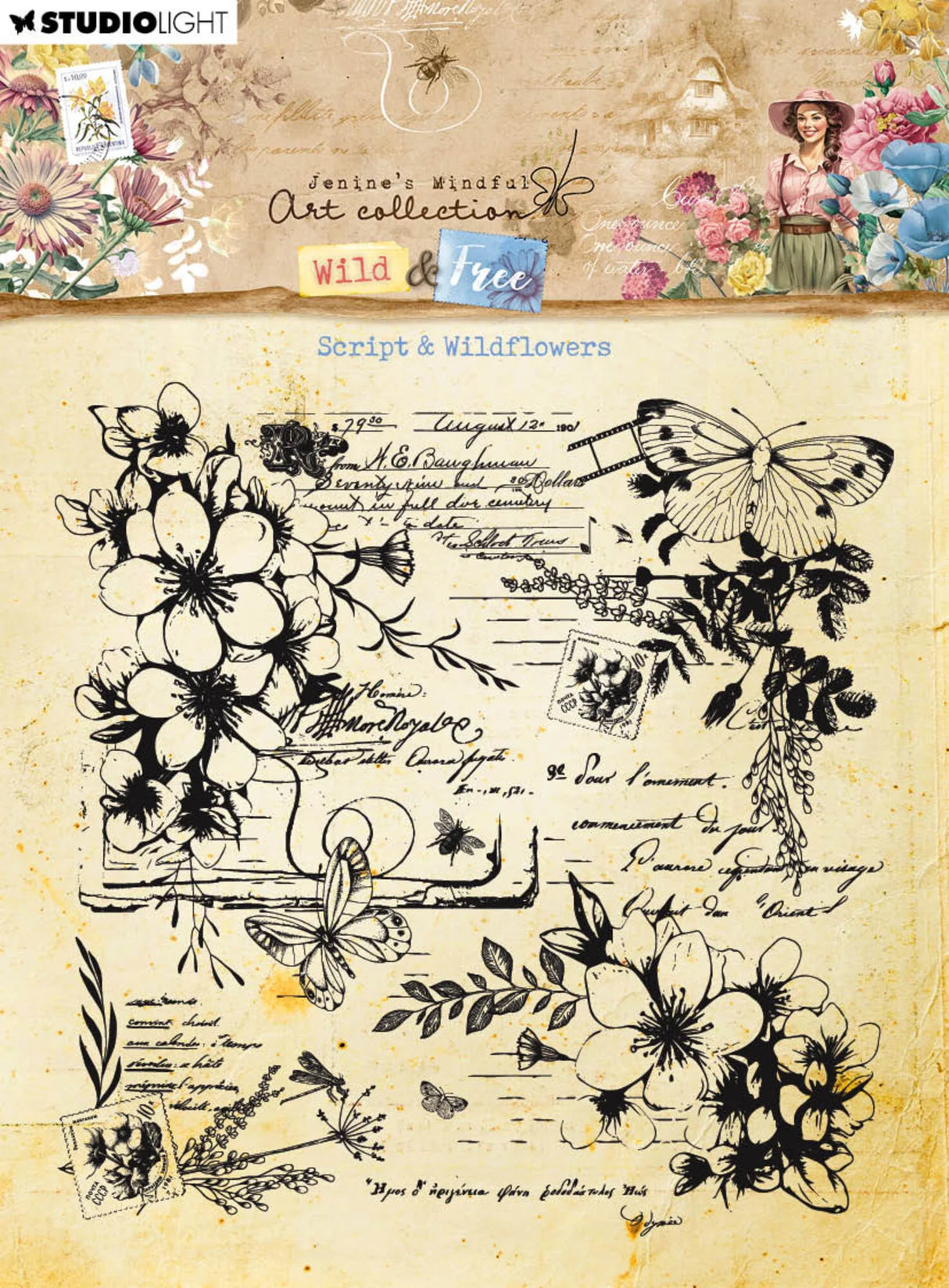 Studio Light Wild & Free Clear Stamp Script & Wildflowers